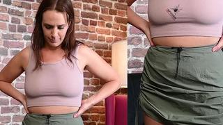 Alisha Adams Tries on a few different outfits for us and gets boobs taped