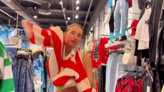 Compilation: showing my boobs in the store