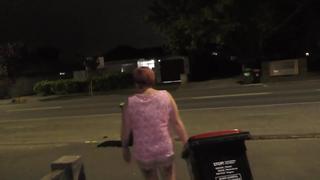 Kiwi Trashy MILF Public Disgrace pissed on in busy street while taking out the rubbish