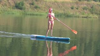 SUP and pink micro bikini