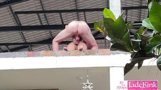 Real Exhibitionist Couple Fucking in Villa Balcony