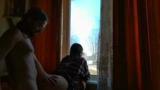 Risky Sex!!! Slut Gets Fucked Hard At The Window